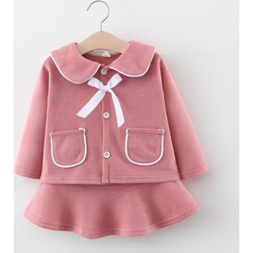 DFXD Children Clothing Set 2020 Spring Fashion Princess Long Sleeve Cardigan Jacket+Ruffles Skirt Kids Outfits 1-5T Girls Sets