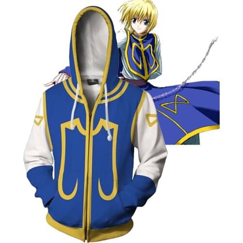 Anime Kurapika HUNTER Cosplay Hoodies Gon Freecss Costume Hisoka Hooded Zip Jacket Adult Halloween Coats