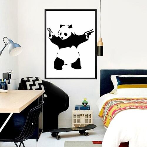 Canvas Painting Panda Guns Canvas Poster Print for living room bedroom home decoration