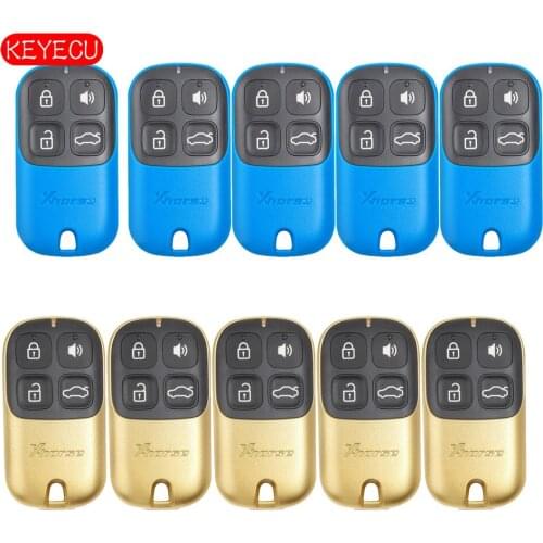 Keyecu XHORSE VVDI Universal Remote Key Fob 4 Button for VVDI Key Tool VVDI2 Gold ( 5PCS Blue and 5pcs Gold)