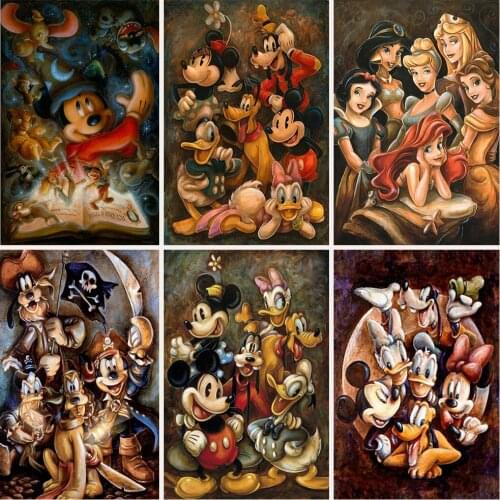 Disney Princess 5D DIY Diamond Painting Cartoon Mickey Daisy Cross Stitch Set Inlaid Diamond Mosaic Home Decoration Painting
