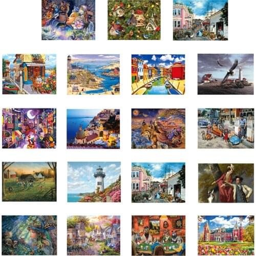 DIY 1000 Pieces Puzzle Set Beautiful Painting Country Landscape Jigsaw Toy Kids Adult Gifts