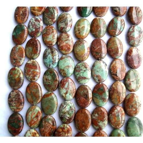 Natural Green Opal Flat Oval Shape Loose Beads 18*25mm For Jewelry Making DIY Bracelet Necklace Earrings