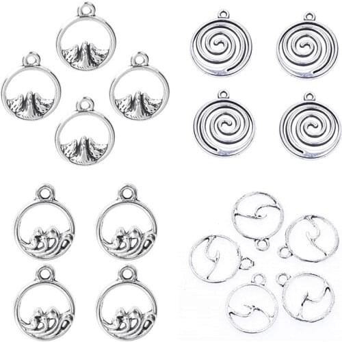 20pcs Mountain And Sea Charms For Jewelry Making Supplies Alloy DIY Necklace Earrings Charm Pendant Round Accessories Wholesale