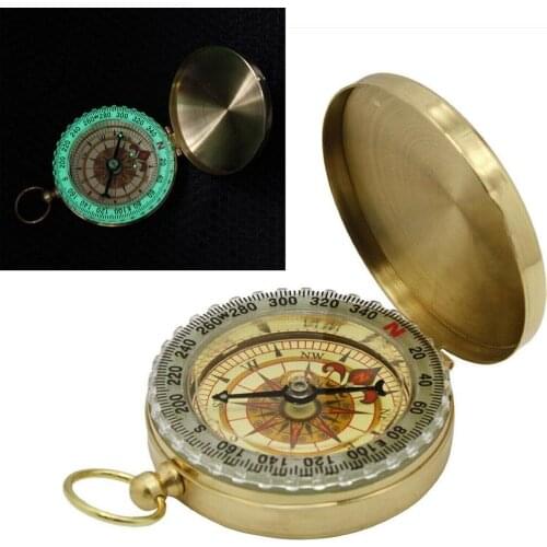 Portable Retro Luminous Brass Pocket Watch Outdoor Camping Hiking Navigation Compass Mountaineers Explorers Rescue Tool