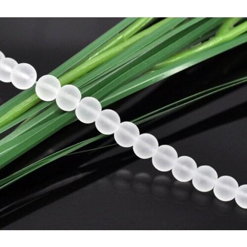 Lovely Jewelry! 10 Strands White Round Frosted Glass Beads 6mm 30cm (B11259)