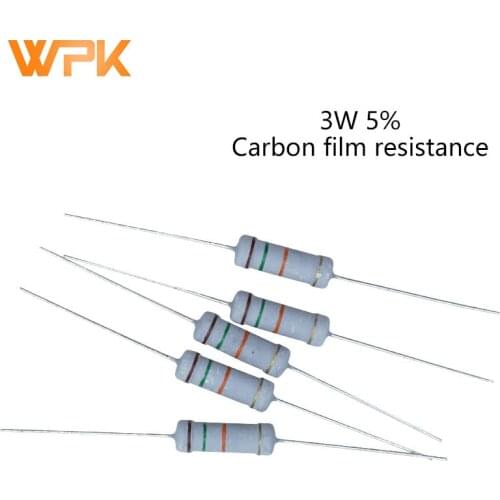 20Pcs 3W 0R-22M Carbon Film Resistor 5% Tolerance 0.24R 2R 3.9R 18R 20R 27R 39R 56R 75R 82R 110R 10 Ohm Resistance Electronics