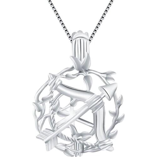 CLUCI 925 Sterling Silver Charms Cupids Arrow Cage Pendant Silver 925 Romantic Pearl Locket Gift for Lover Girlfriend