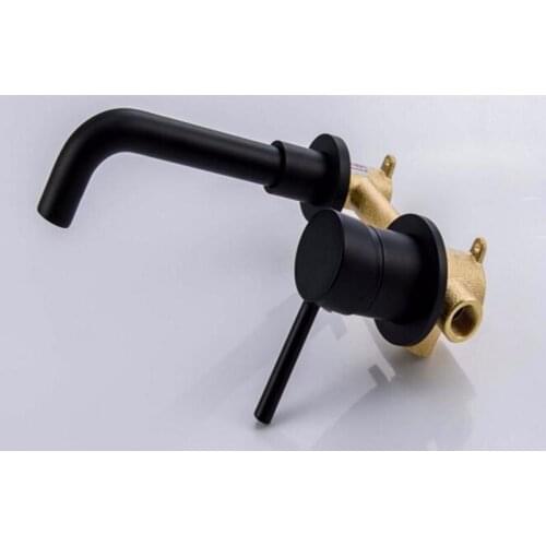 Solid Brass Bathroom Vessel Sink Faucet Matte Black Wall mounted black Spout Mixer BF959