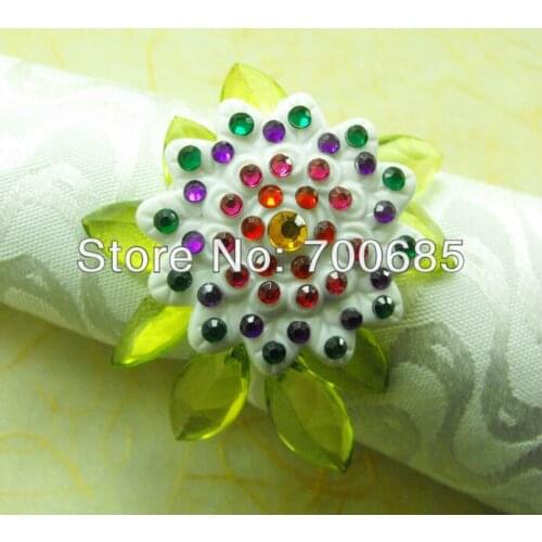 White crystal napkin rings beaded wedding, napkin holder