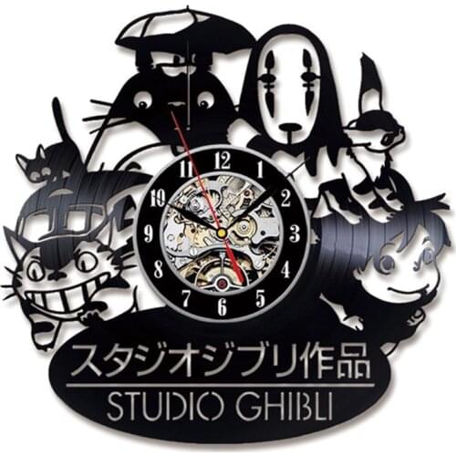 7 Different Colors Change My Neighbor Totoro Studio Vinyl Record LED Wall Clock with Ghibli Hanging Clock Wall Watch Home Decor