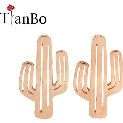 TianBo 2018 New Fashion Cactus Post Earrings for Women Small Cactus Stud Earrings Party Gift Cute Plant Studs