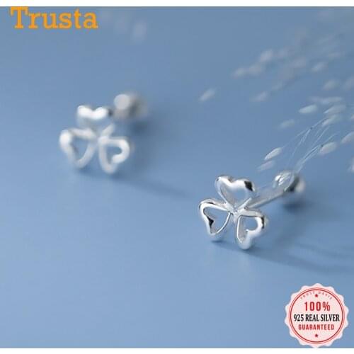 TrustDavis Real 925 Sterling Silver Fashion Lovely Flower Screw Stud Earrings For Women Wedding Minimalist Fine Jewelry DB144