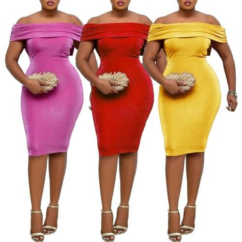 2021 Spring Fashion Style African Women Solid Color Knee-length Dress African Clothes African Dresses for Women
