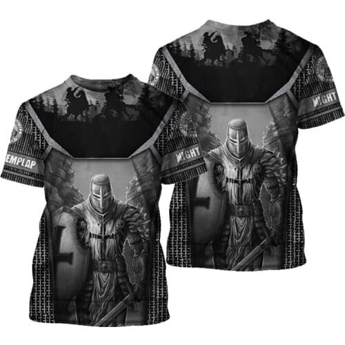Oversized T shirt Vintage Knights Templar 3D Printing Fashion Casual T-shirts brand new Streetwear Loose Short Sleeve Tops Tees