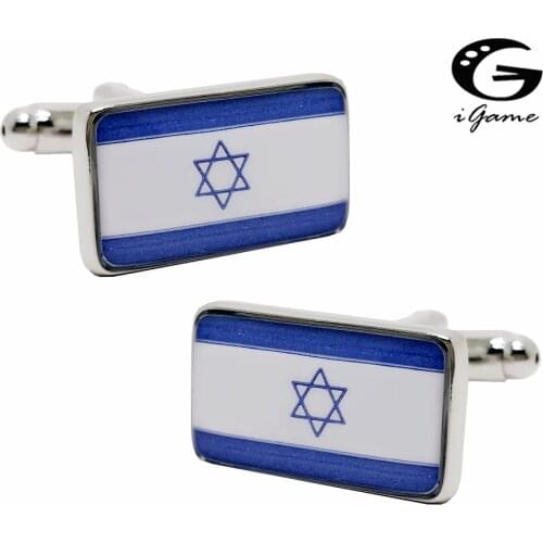 IGame Flag Cuff Links Blue Color Flag of Israel Design Free Shipping