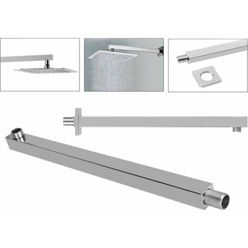 16 Inches Stainless Steel Shower Head Extension Arm Kit Wall Mounted Square Rainfall Showerhead Arm Tools Bathroom Accessories