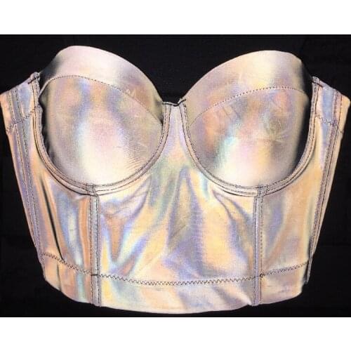 2020 reflective luminous fluorescent laser Bralet Womens Bustier Bra Night Club Party Cropped Top Vest