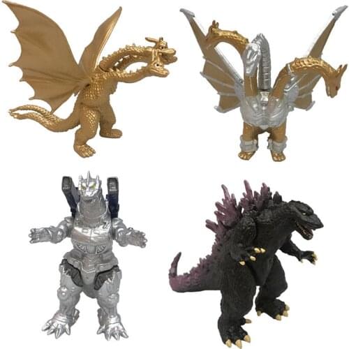4pcs/set BANDAI Q New Godzilla King Ghidorah Machine Triceratops Dinosaurs PVC Kids Gift Action Figure Collectible Model Toy