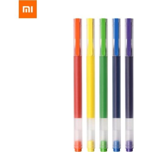 5pcs Xiaomi 0.5mm Super Durable Write Gel Pen Colorful Version Office Signature Pen Mijia Sign Pen Ink Study Stationery Gelpen