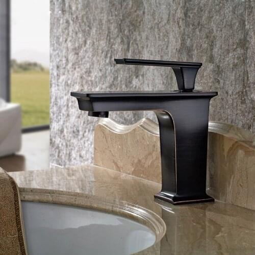 Free ship Bathroom Basin Sink Faucet Single Hole Oil Rubbed Bronze black Square Mixer Tap