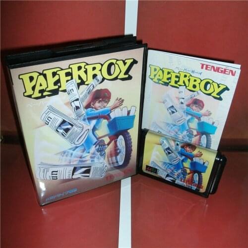 Paper Boy Japan Cover with Box and Manual for MD MegaDrive Genesis Video Game Console 16 bit MD card