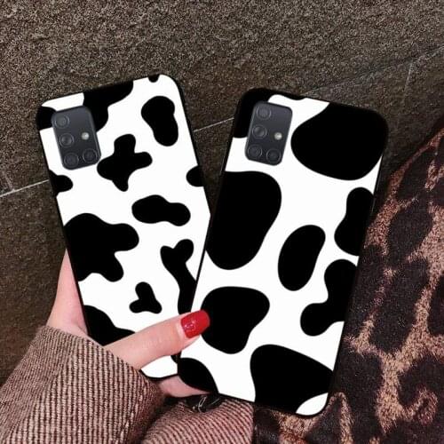 CUTEWANAN Cow Print Black White TPU black Phone Case Cover Hull For Samsung A10 A20 A30 A40 A50 A70 A80 A71 A91 A51 A6 A8 2018