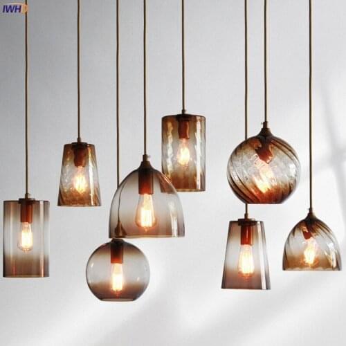 IWHD American Country LED Pendant Lights Fixtures Restaurant Bar Cafe Bedroom Glass Modern Nordic Hanging Lights Lamp Hanglamp