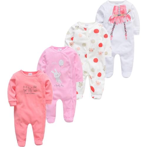 Kavkas Newborn baby girl clothes 100% cotton 3/4 pcs Long Sleeve Full Overalls menino boy rompers Infant Jumpsuit