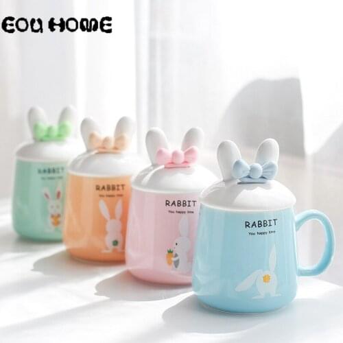 Ceramic Mug Cartoon Rabbit Office Tea Cups Coffee Mug Couple Student Home Water Cup Childrens Breakfast Milk Juice Cup Cute Gift