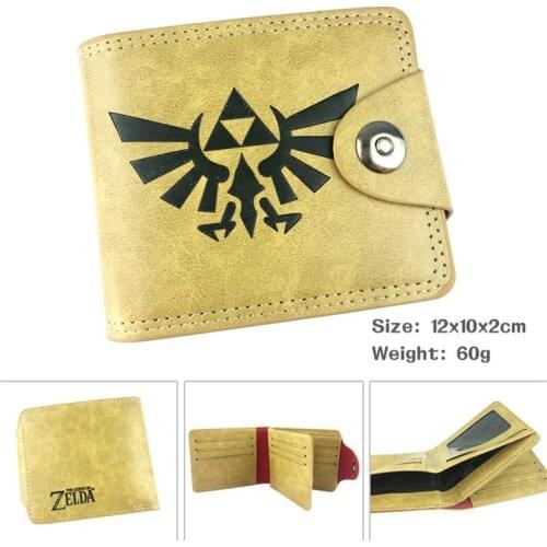 The Legend of Triforce Wild Breath Cartoon Anime Men Wo Boys Girls Short Leather Hasp Button Wallet Purse Money Holder