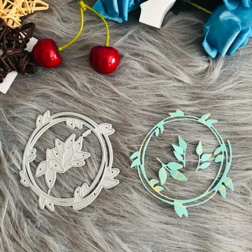 Leaf round frame Metal Cutting Dies flower Stencil Scrapbooking Photo Album Card Paper Embossing Craft DIY