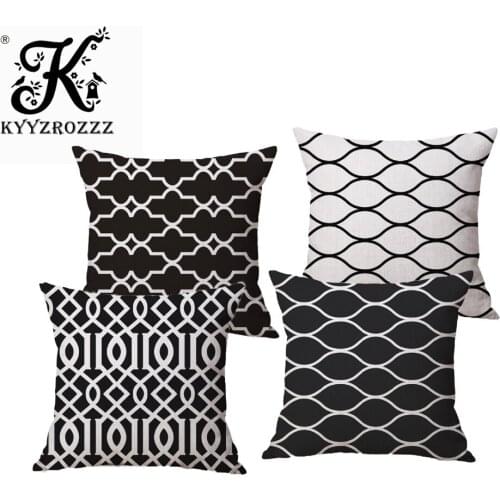 Fashion High Quality Cotton Linen Nordic Simple White Black Car Decorative Throw Pillow Case Cushion Cover Sofa Home Decor