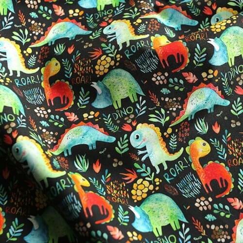Cartoon Cute Dinosaurs 100% Cotton Fabric for Kids Clothes Hometextile Backpacks Slipcover Cushion Cover DIY Material