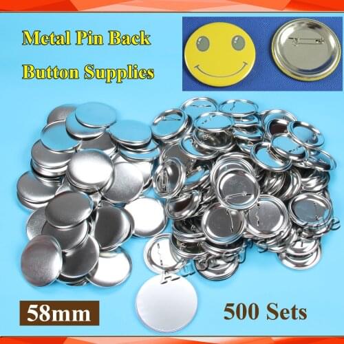 Free Shipping 2-1/4" 58mm 500 Sets NEW All Steel Badge Button Maker Pin Back Metal Pinback Button Supply Materials