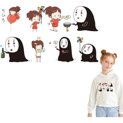 Spirited Away patch Iron on transfer thermo Stickers For Kids Clothes heat Iron-On Transfers Cartoon Vinyl Applique No Face Man