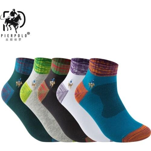 PIERPOLO Brand Socks High Quality 5Pairs/lot Men Cotton Socks CoolMax Mens Socks Breathable Embroidery Long Socks calcetines
