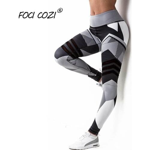 NEW STORE 2019 Fashion Geometric Leggings 3D Digital Printed Stretchy Slim Pants High Waist Workout Leggings Sport Women Fitness
