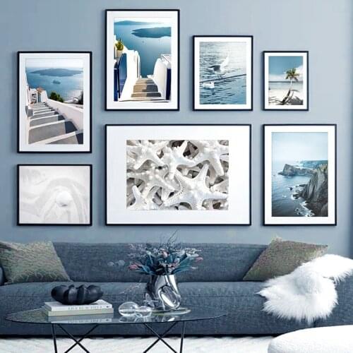 Ocean Beach Palm Starfish Island Scenery Wall Art Canvas Painting Nordic Posters And Prints Wall Pictures For Living Room Decor