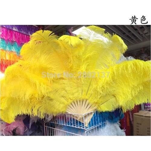 Wholesale yellow ostrich feathers for Halloween party decorations decorated with belly dancers fan decorated Halloween party