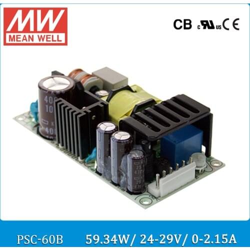 Original Meanwell PSC-60B 60W 24~29V 0~2.15A security power supply PCB type with battery charger(UPS function) PSC-60 series