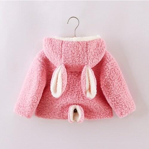 2021 Autumn Winter Plus velvet Babys Coats rabbit Hooded Jackets For Girls Thicken Warm Fleece Childrens Jacket Kids Outerwear