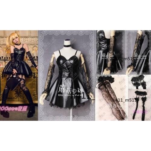 Full set Anime death Note Misa Amane Imitation Leather Dress Halloween Party Cosplay Sexy Uniform costumes
