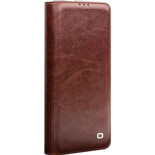 QIALINO Fashion Genuine Leather Flip Case for Oneplus 7T Pure Handmade Cover with Card Slot for Oneplus 7T Pro