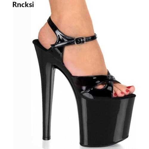 Rncksi New Womens Shoes Platform Sexy Pole Dancing Shoes 8 Inch High Heels Shoes Nightclub Black Dance Shoes