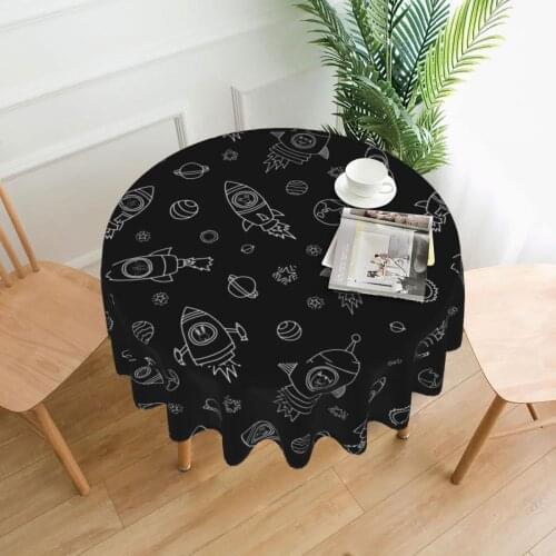 Eight Planets Cosmos Space Round Tablecloth Oil-proof Romantic Flower Printing Tablecloth Outdoor Mat Decoration WeddingApparel