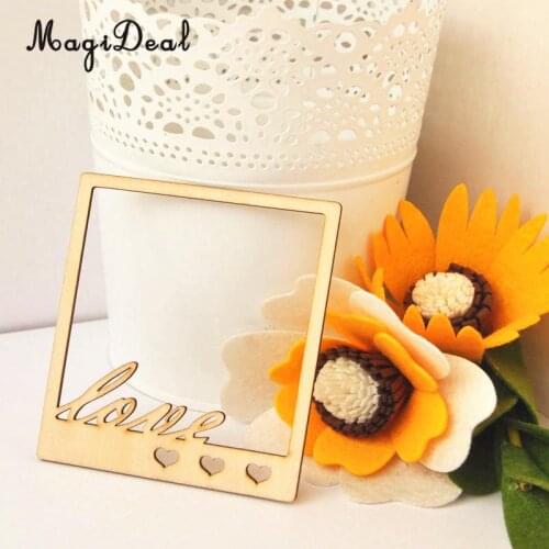 MagiDael High Quality 10Pcs Wood Photo Frame&LOVE Wooden Craft Shapes Supplies Cutouts DIY Favor for Scrap Booking Embellishment