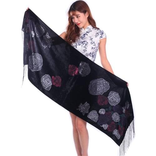High Quality Honour Velvet Rose Scarf Women Shawl For Wedding Daily Dress Lady Burnout Pashmina Spring Winter Gift For Mom Wife