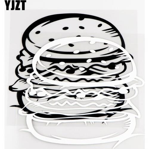 YJZT 14×12.6CM Exquisite Car Stickers Fast Food Hamburger Vinyl Decals Funny Decor Black / Silver 10A-0769