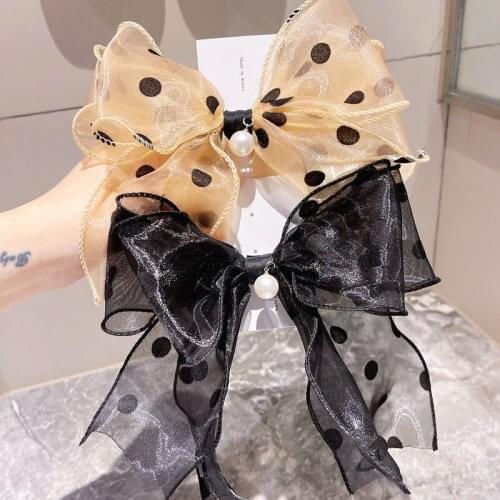 New Ribbon Wave Point Bow Hairpins for Women Girls Fabric Bowknot Hair Clips Hairgrips Elegant Ladies Headwear Hair Accessories